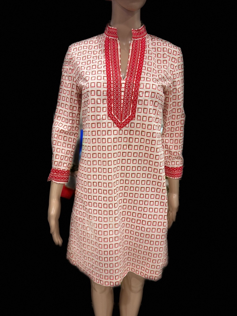 Tory Burch coral red print tunic dress Size 2